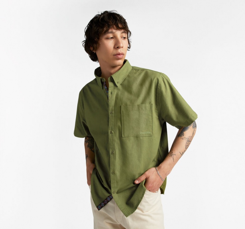 Converse Basic Woven κοντο Sleeve Shirt πρασινο | ZJGXPC-582