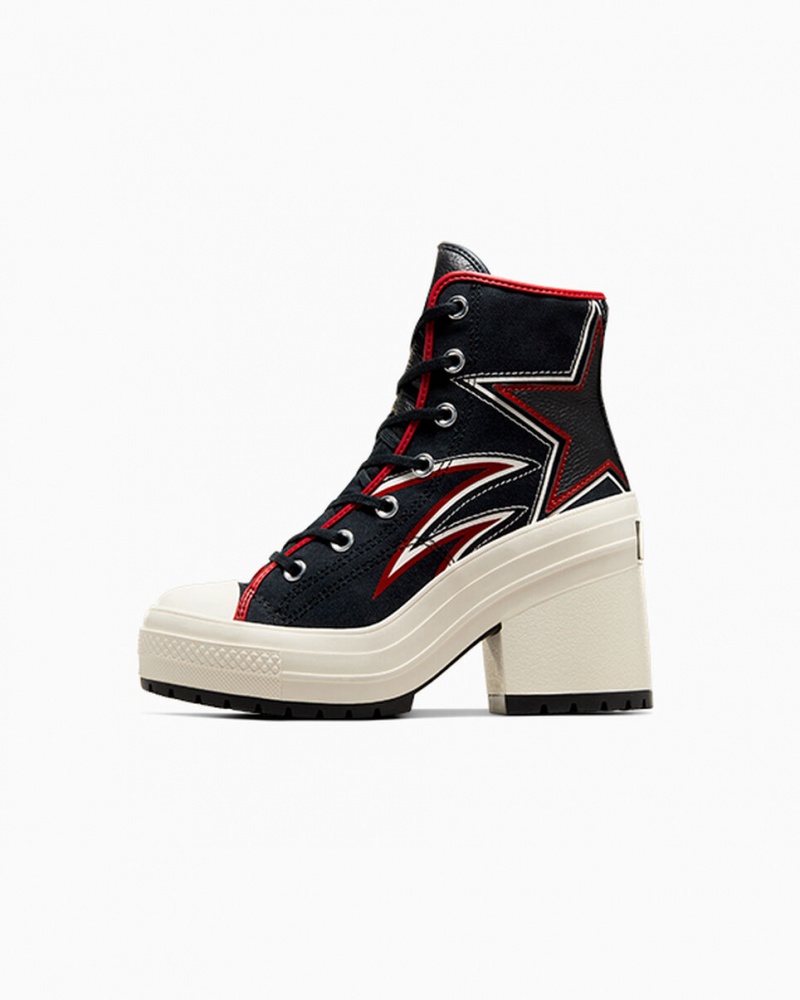 Converse Chuck 70 De Luxe Heel Moto μαυρα κοκκινα | FDVKBM-456