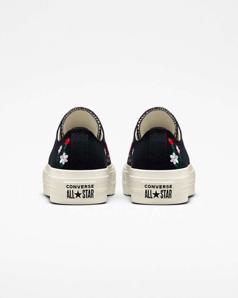 Converse Chuck Taylor All Star Lift flatforms Floral Embroidery μαυρα | UOCPGE-304