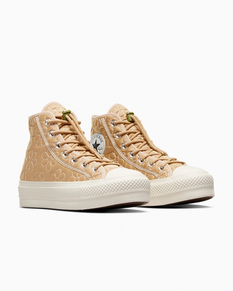 Converse Chuck Taylor All Star Lift flatforms Καπιτονέ Χακί | JTDHWF-876