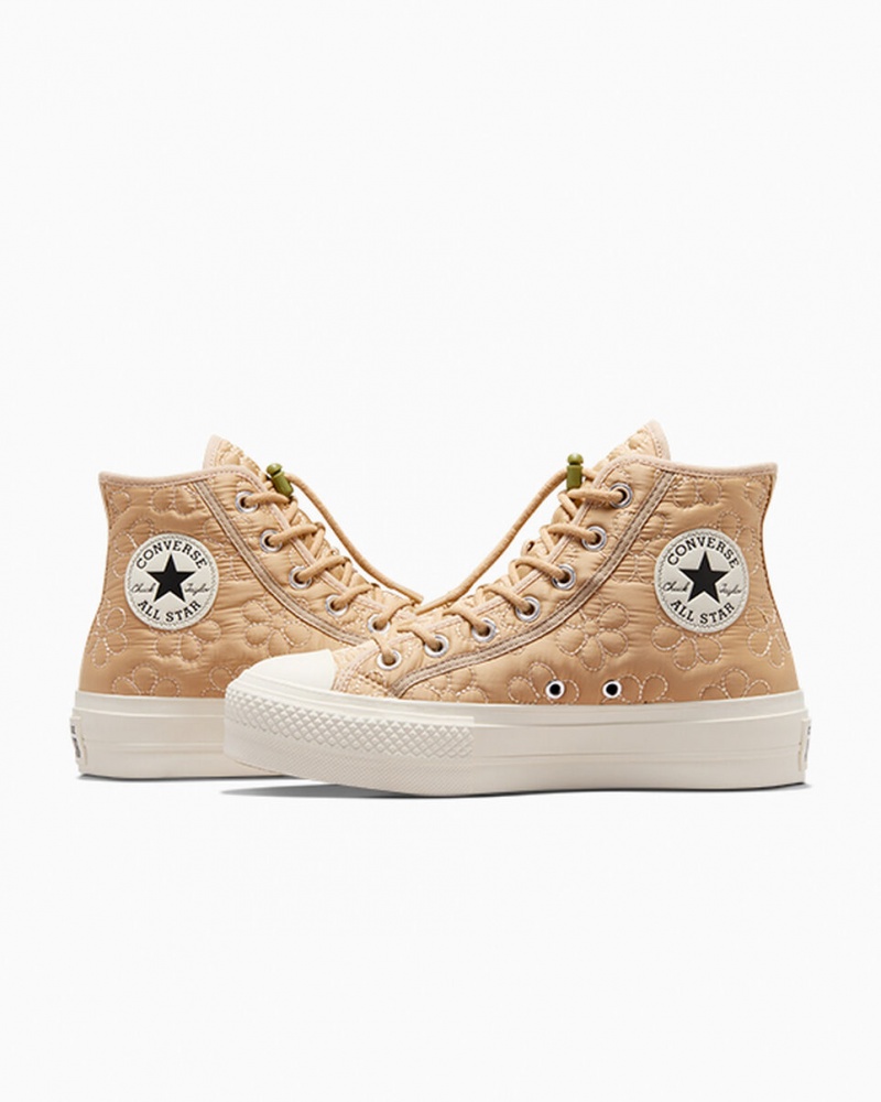 Converse Chuck Taylor All Star Lift flatforms Καπιτονέ Χακί | JTDHWF-876