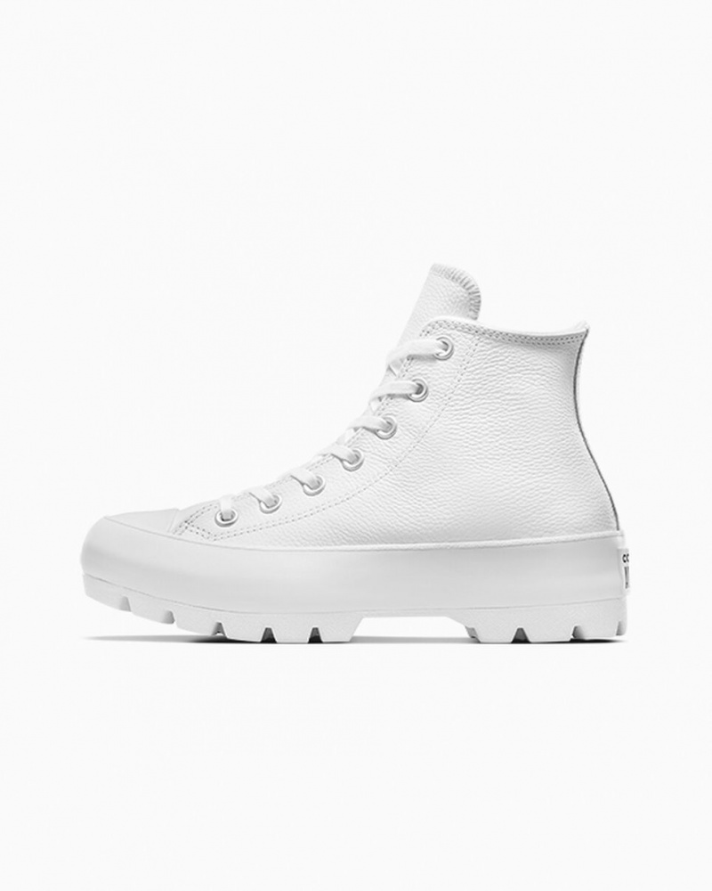 Converse Chuck Taylor All Star Lugged δερματινα ασπρα μαυρα ασπρα | PSYQOW-082