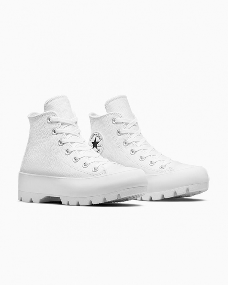 Converse Chuck Taylor All Star Lugged δερματινα ασπρα μαυρα ασπρα | PSYQOW-082