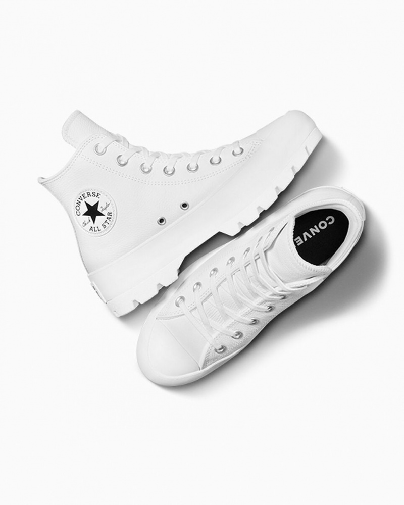 Converse Chuck Taylor All Star Lugged δερματινα ασπρα μαυρα ασπρα | PSYQOW-082