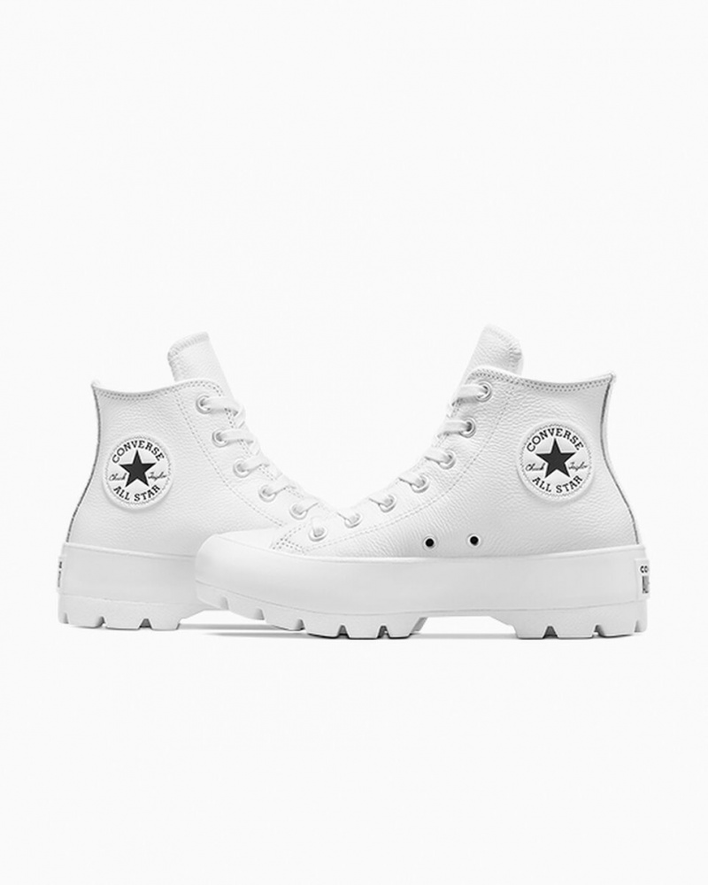 Converse Chuck Taylor All Star Lugged δερματινα ασπρα μαυρα ασπρα | PSYQOW-082