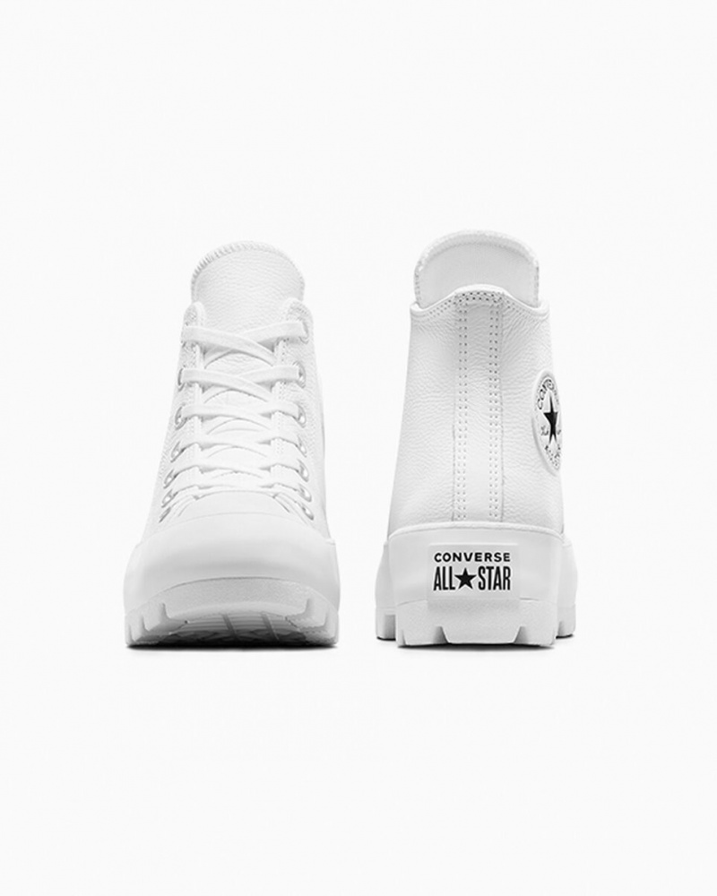 Converse Chuck Taylor All Star Lugged δερματινα ασπρα μαυρα ασπρα | PSYQOW-082
