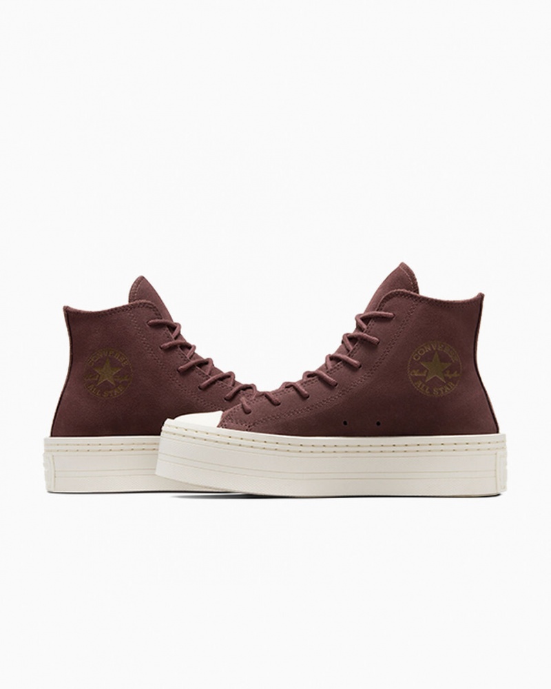 Converse Chuck Taylor All Star Modern Lift flatforms σουετ καφε | MCYTSA-785