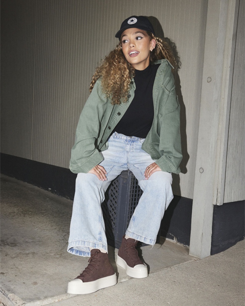 Converse Chuck Taylor All Star Modern Lift flatforms σουετ καφε | MCYTSA-785