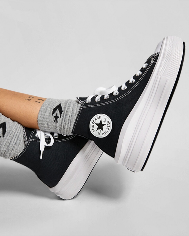 Converse Chuck Taylor All Star Move flatforms μαυρα ασπρα | HILUXM-350
