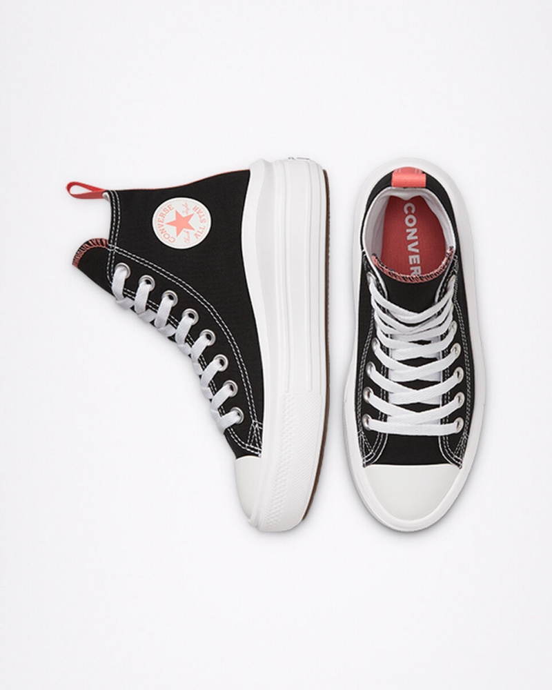 Converse Chuck Taylor All Star Move flatforms μαυρα ροζ ασπρα | NRMBIK-196