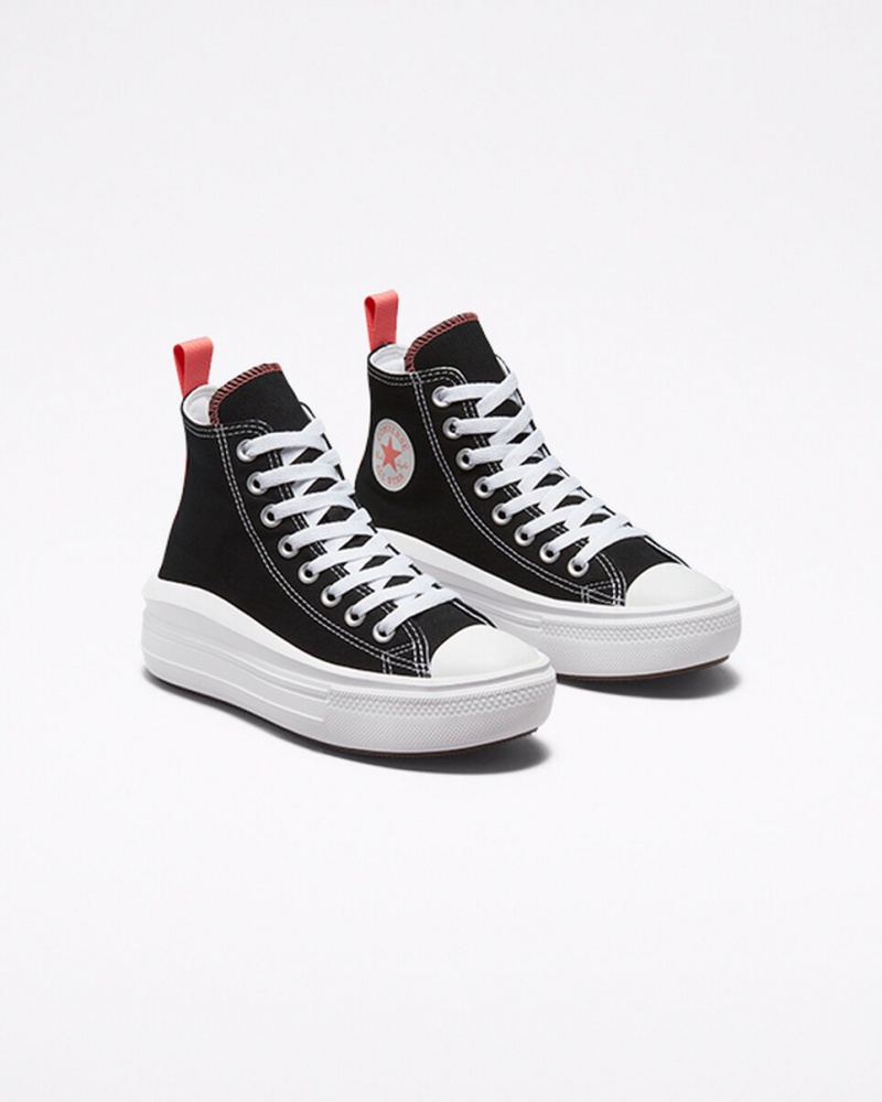 Converse Chuck Taylor All Star Move flatforms μαυρα ροζ ασπρα | NRMBIK-196