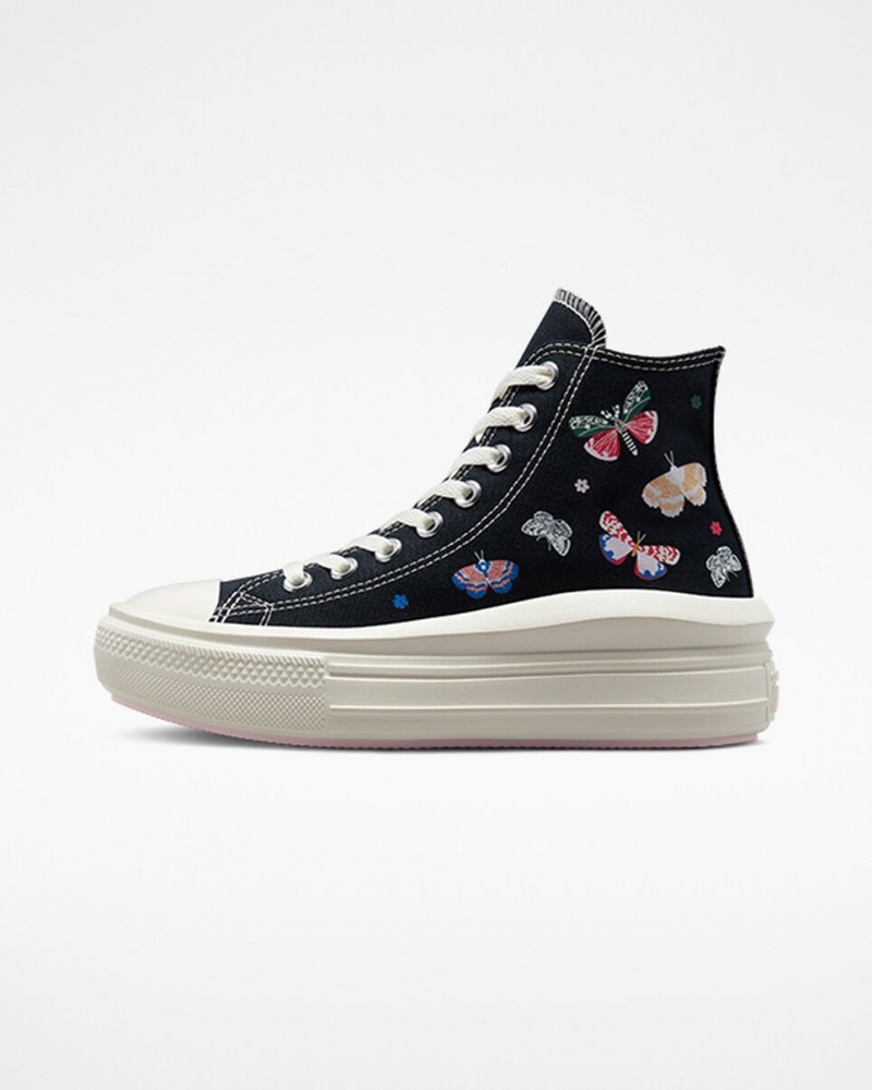 Converse Chuck Taylor All Star Move flatforms Butterfly Wings μαυρα ροζ | ABGOMZ-756