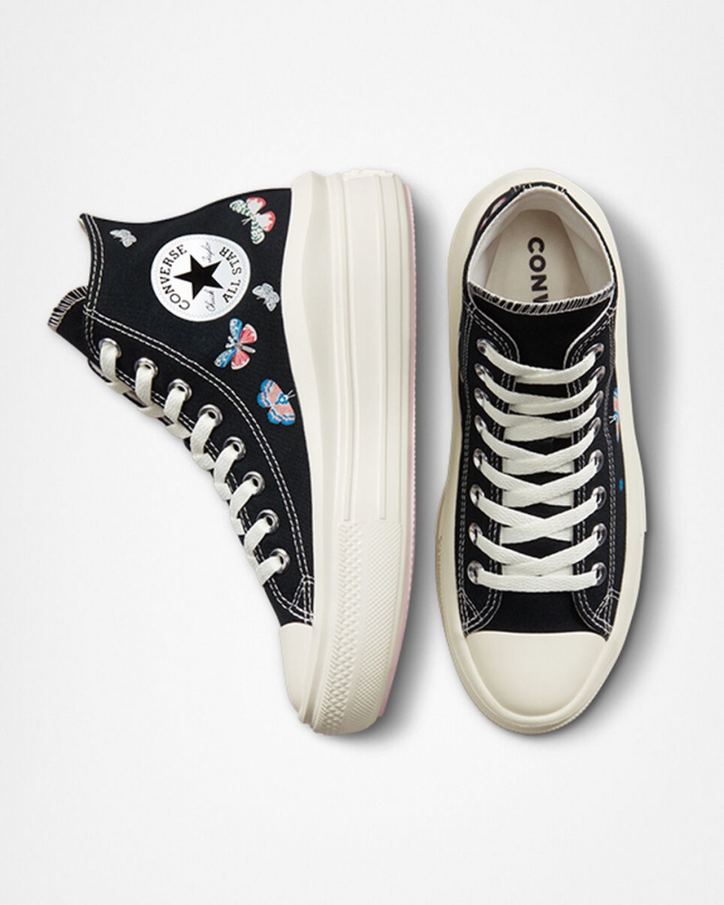 Converse Chuck Taylor All Star Move flatforms Butterfly Wings μαυρα ροζ | ABGOMZ-756