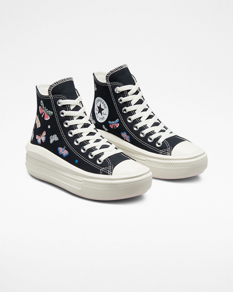 Converse Chuck Taylor All Star Move flatforms Butterfly Wings μαυρα ροζ | ABGOMZ-756