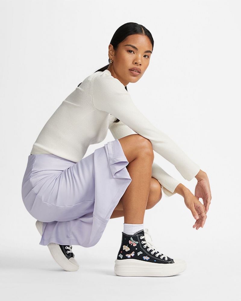 Converse Chuck Taylor All Star Move flatforms Butterfly Wings μαυρα ροζ | ABGOMZ-756