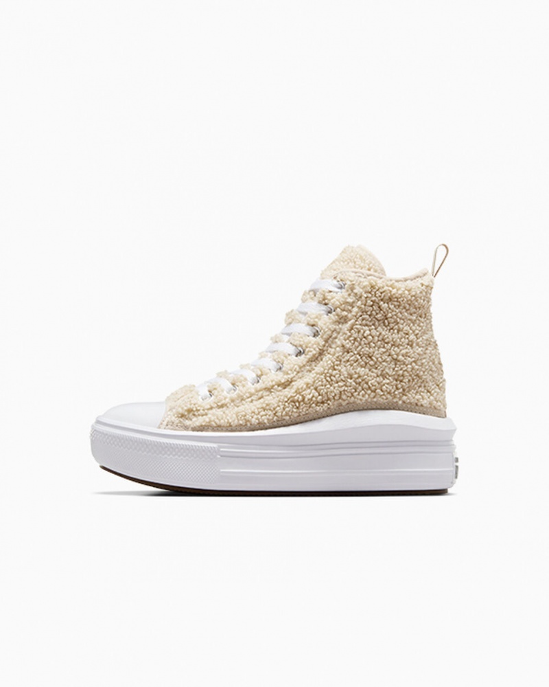 Converse Chuck Taylor All Star Move flatforms Sherpa ασπρα μαυρα | IBPWLF-235