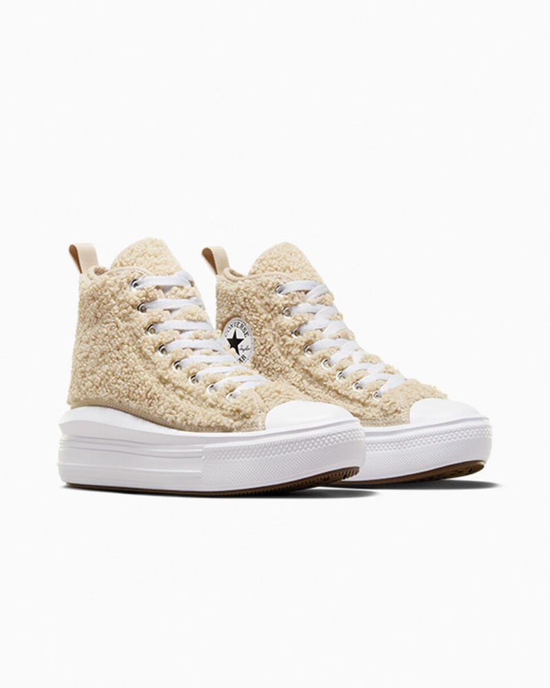 Converse Chuck Taylor All Star Move flatforms Sherpa ασπρα μαυρα | IBPWLF-235
