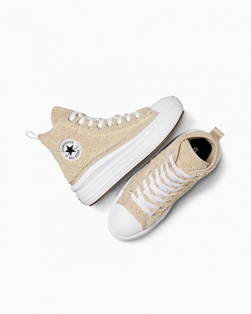 Converse Chuck Taylor All Star Move flatforms Sherpa ασπρα μαυρα | IBPWLF-235