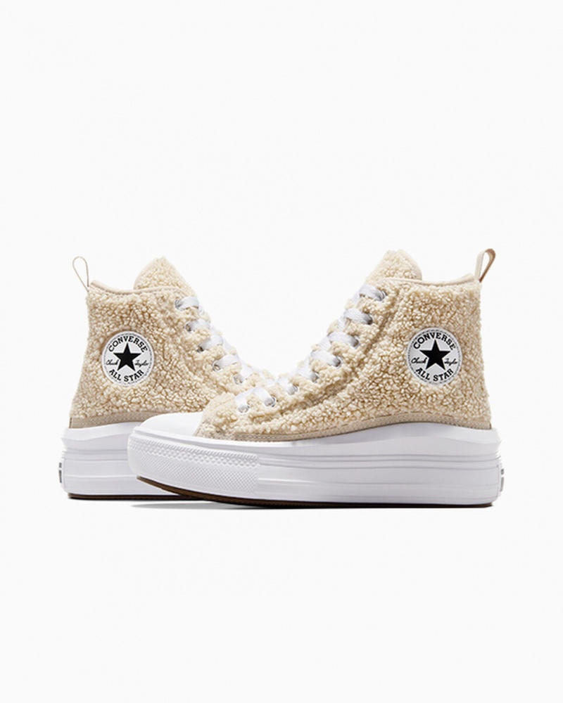 Converse Chuck Taylor All Star Move flatforms Sherpa ασπρα μαυρα | IBPWLF-235