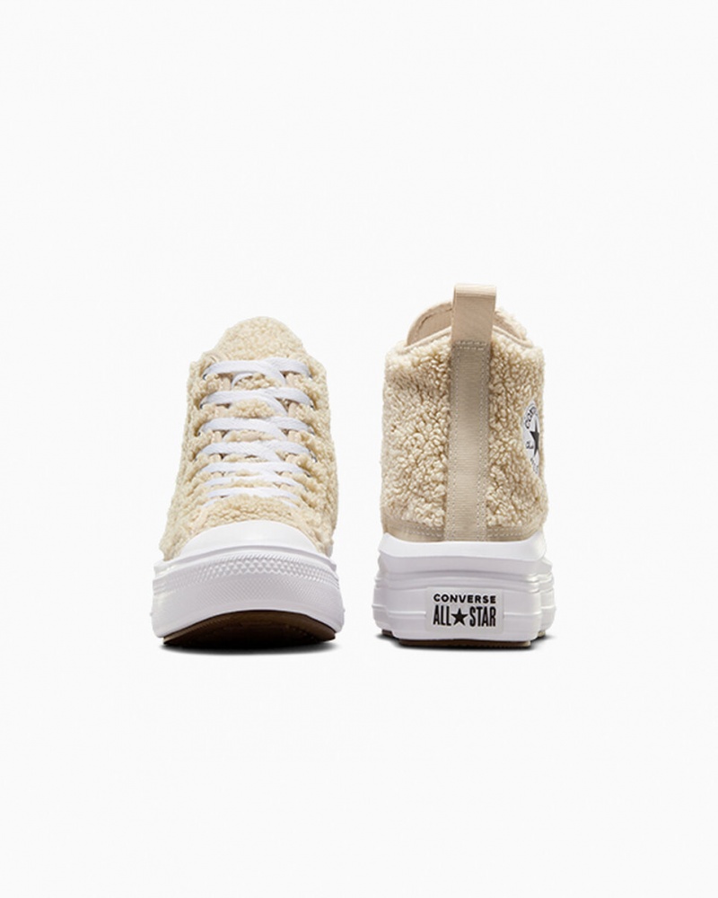 Converse Chuck Taylor All Star Move flatforms Sherpa ασπρα μαυρα | IBPWLF-235