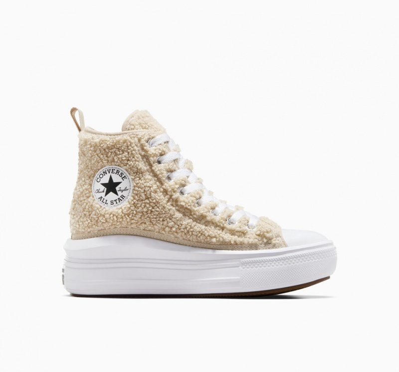 Converse Chuck Taylor All Star Move flatforms Sherpa ασπρα μαυρα | IBPWLF-235