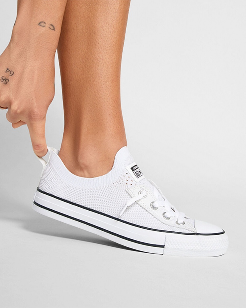 Converse Chuck Taylor All Star Shoreline Knit Slip ασπρα μαυρα ασπρα | UTXMAE-643