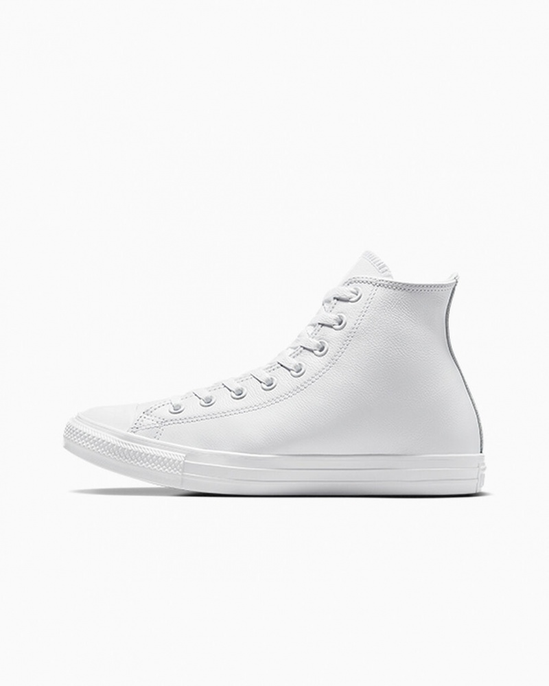 Converse Chuck Taylor All Star δερματινα ασπρα | JIWMCQ-307