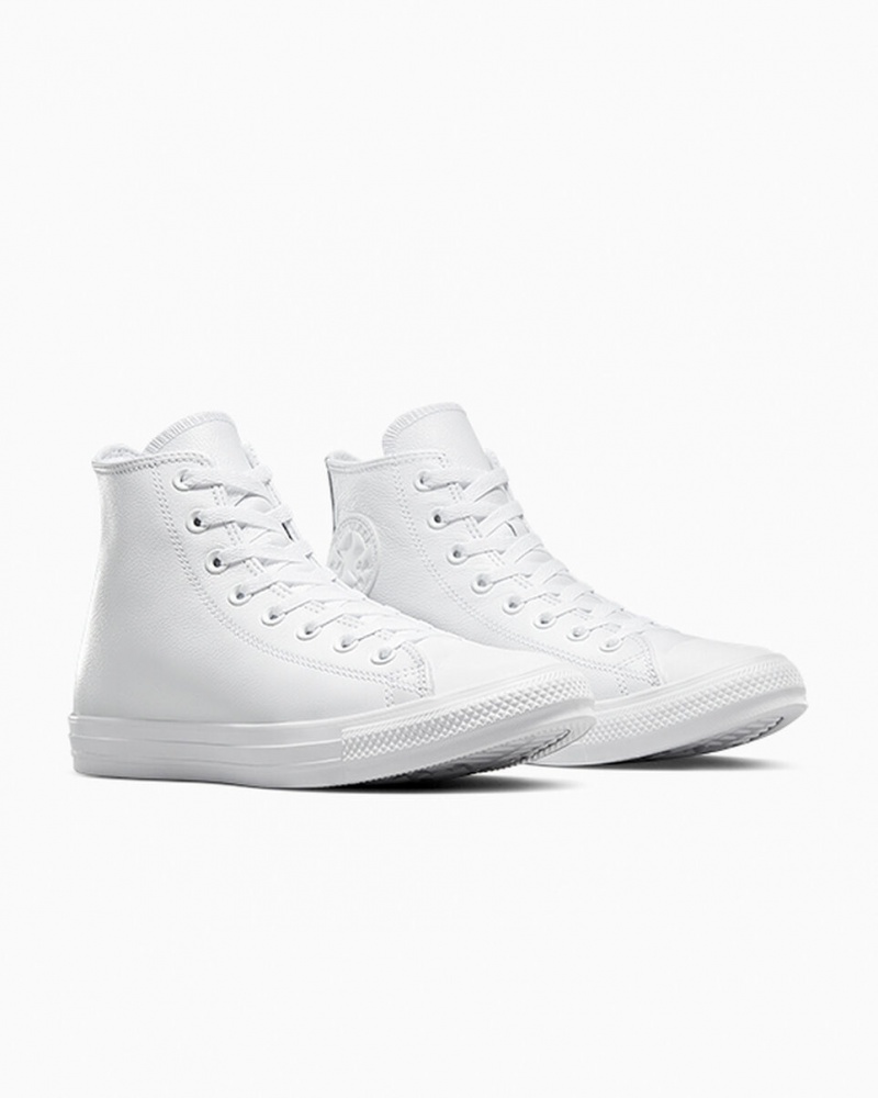 Converse Chuck Taylor All Star δερματινα ασπρα | JIWMCQ-307