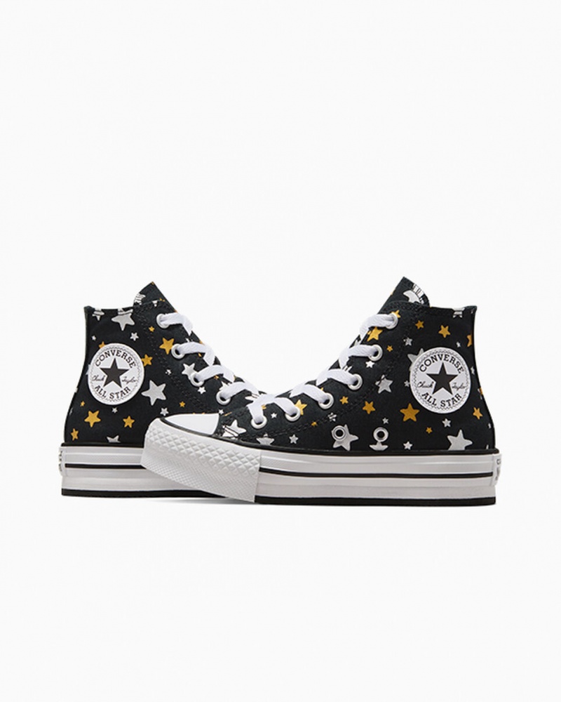 Converse Chuck Taylor All Star flatforms Lift Sparkle μαυρα ασημι χρυσο χρωμα | FQMJXO-106