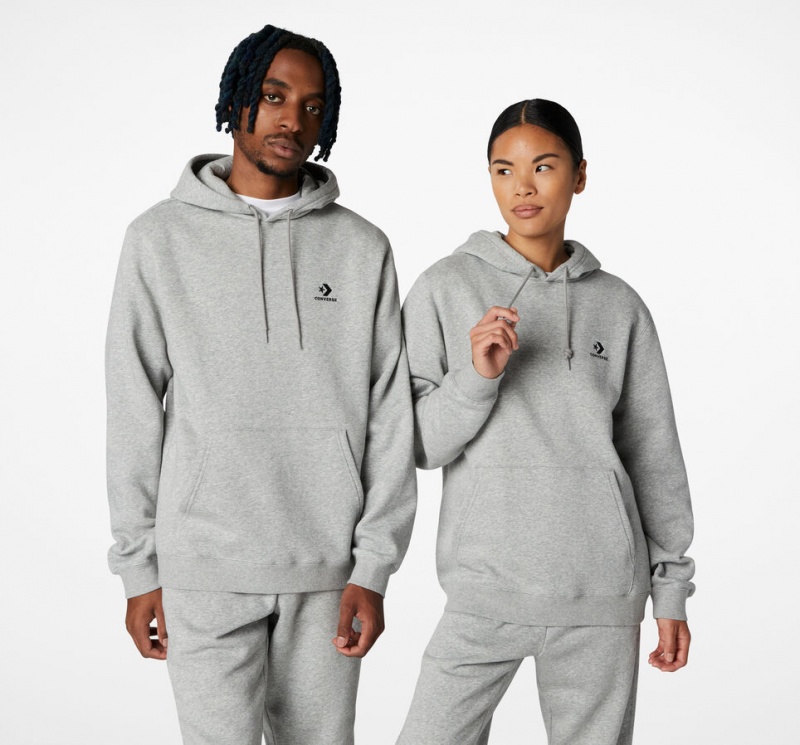 Converse Converse Go-To Embroidered Star Chevron Standard-Fit Fleece Hoodie γκρι | HGOBMC-306