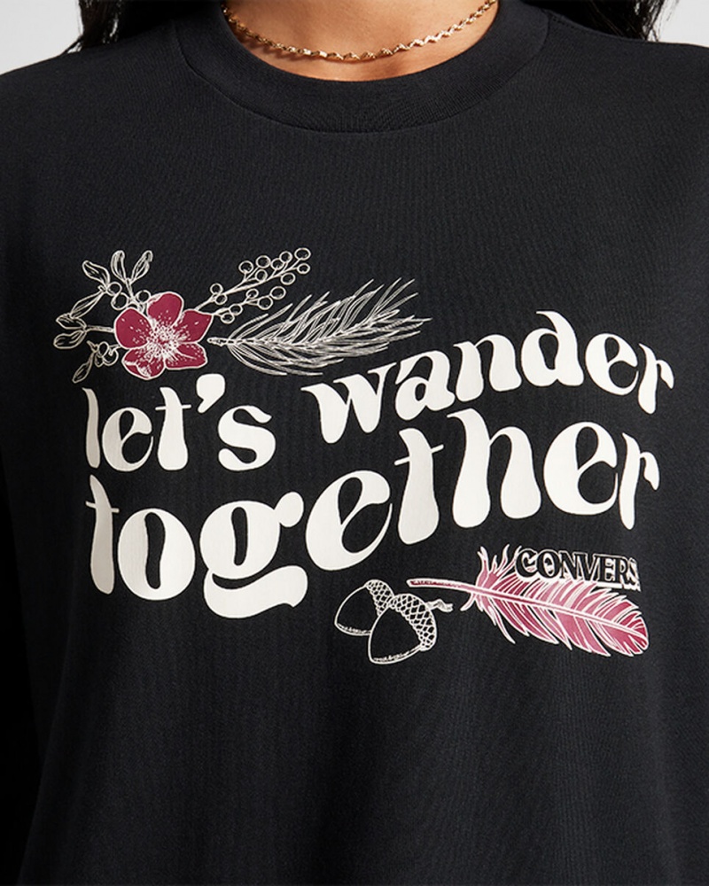 Converse Let's Wander Together Long Sleeve T-Shirt μαυρα | SKYOLA-018