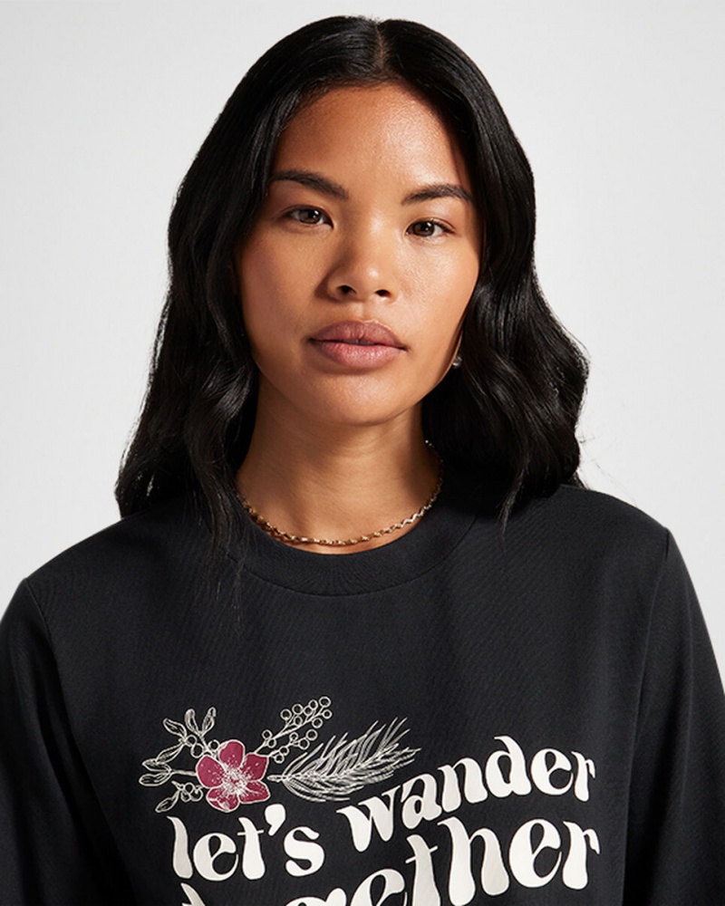 Converse Let's Wander Together Long Sleeve T-Shirt μαυρα | SKYOLA-018