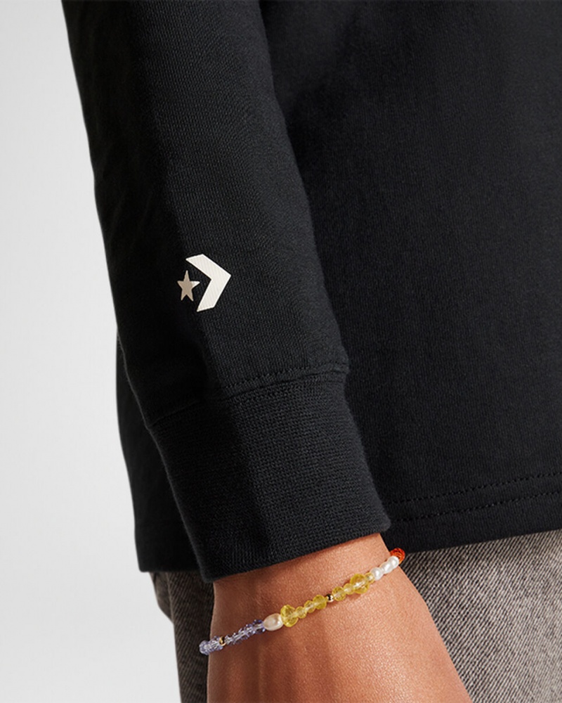 Converse Let's Wander Together Long Sleeve T-Shirt μαυρα | SKYOLA-018