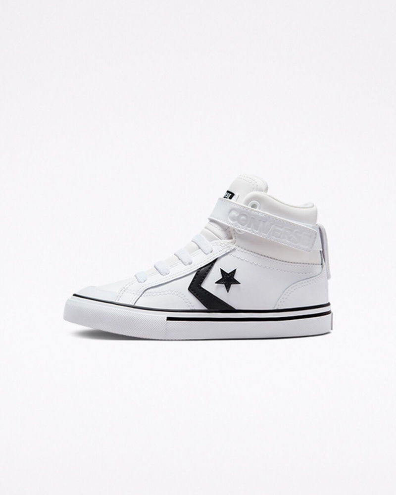 Converse Pro Blaze λουρακια δερματινα ασπρα μαυρα ασπρα | QHPCIB-483