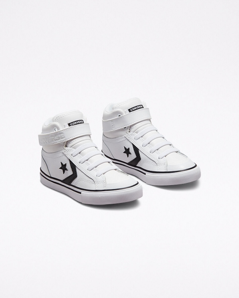 Converse Pro Blaze λουρακια δερματινα ασπρα μαυρα ασπρα | QHPCIB-483