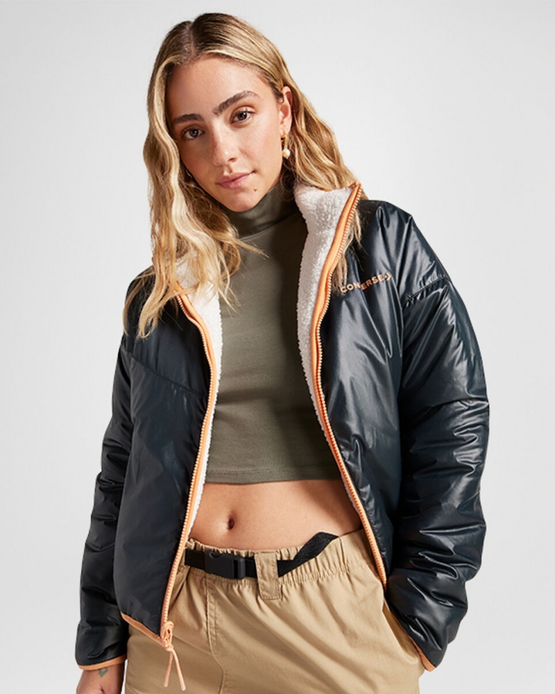 Converse Reversible Sherpa Full-Zip Jacket Egret /  Blac | OCKSGM-192