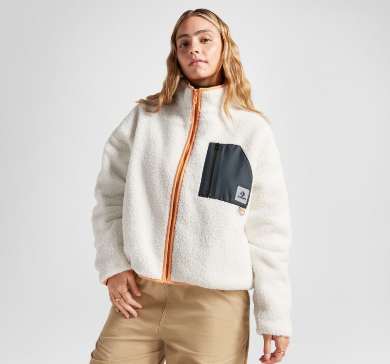 Converse Reversible Sherpa Full-Zip Jacket Egret /  Blac | OCKSGM-192