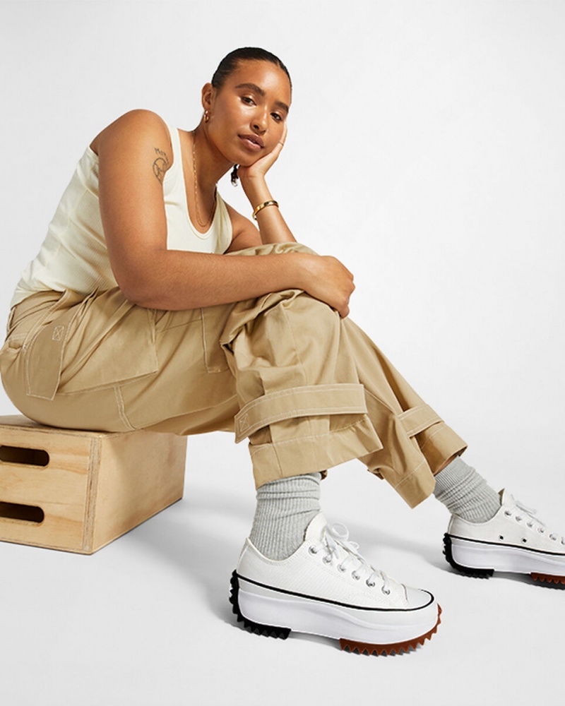 Converse Run Star Hike flatforms ασπρα μαυρα | GQNALI-025