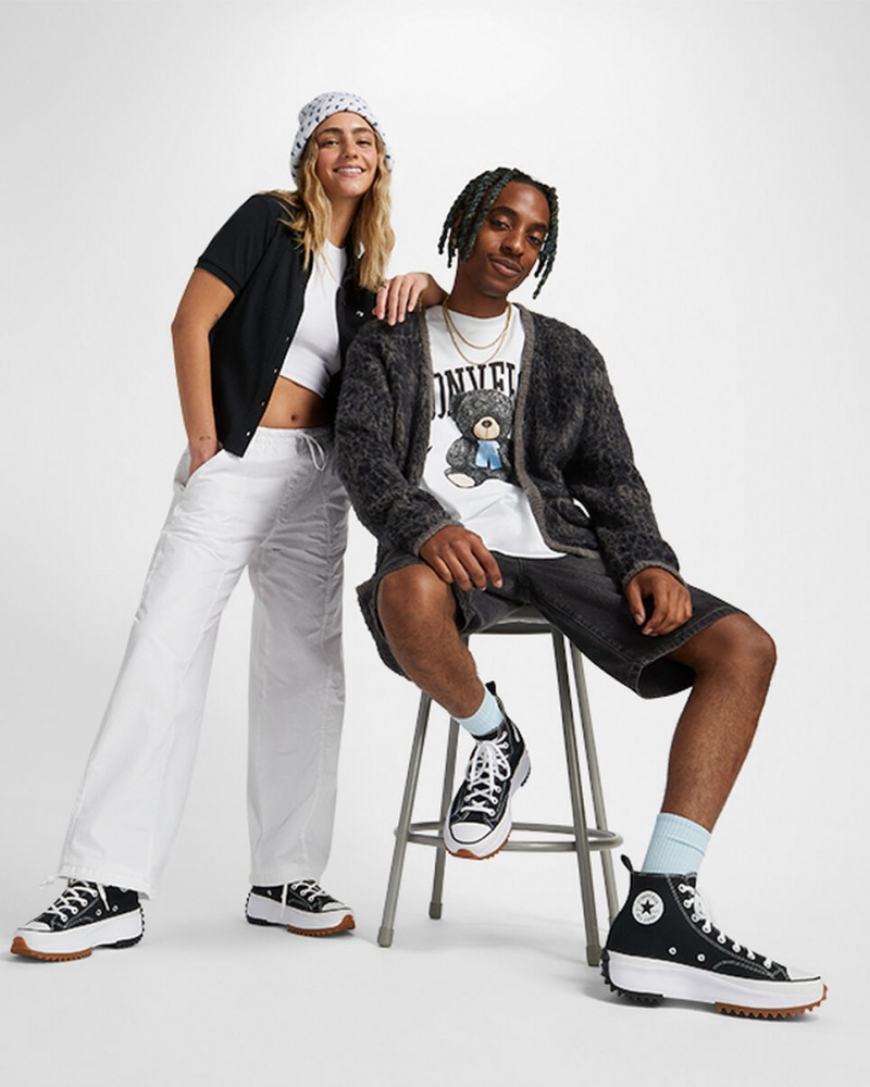 Converse Run Star Hike flatforms μαυρα ασπρα | IHEGLM-590
