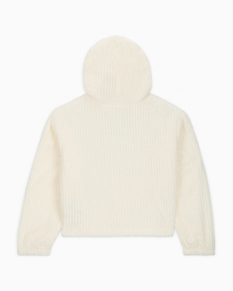 Converse Πλευρωτός Sherpa Fleece Hoodie Egret | JBPVLC-250